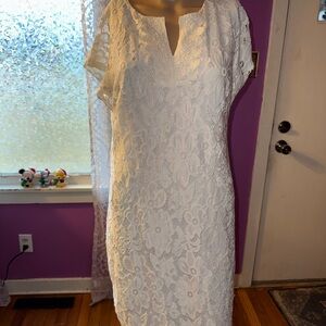 Laundry By Shelli Segal White Lace Midi Dress